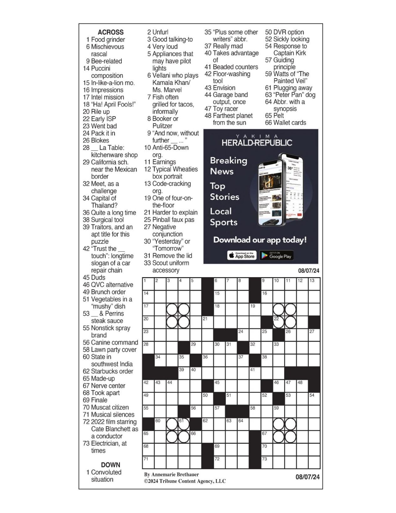 LA Times Crossword Aug 7 2024 Crosswords Yakimaherald