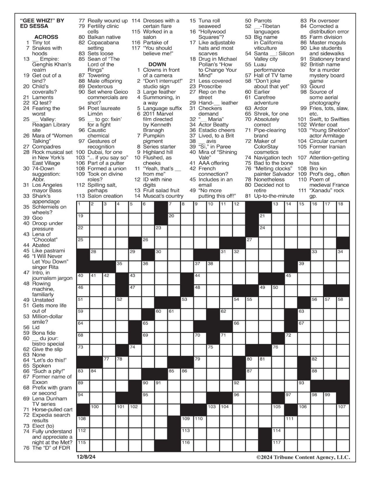 los angeles times sunday crossword