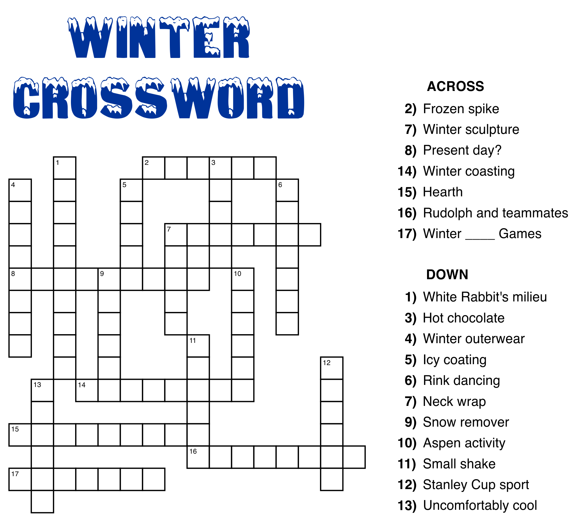 easy printable crossword puzzles