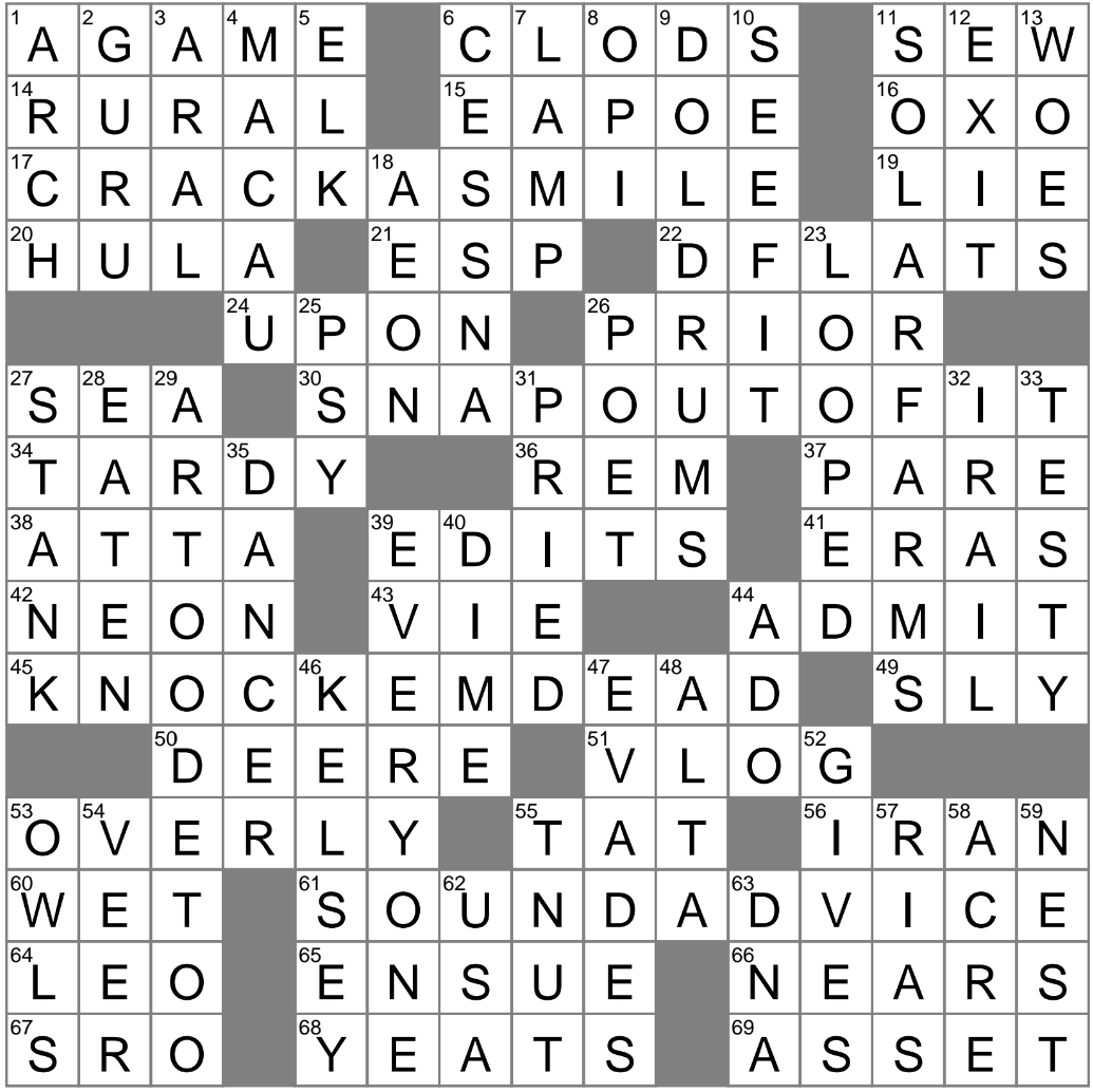 LAXCrossword Answers To The Los Angeles Times Crossword