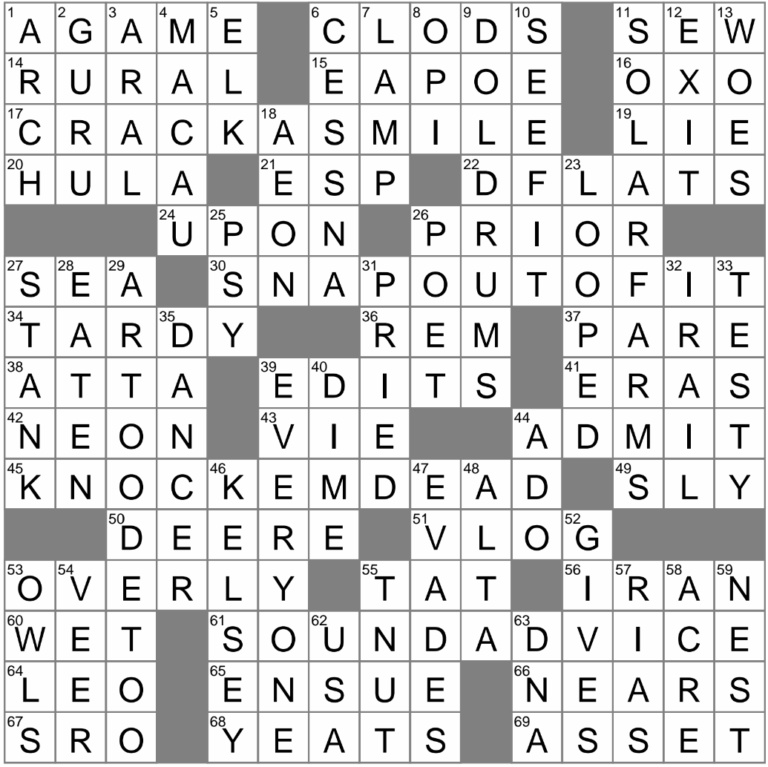 LAXCrossword Answers To The Los Angeles Times Crossword