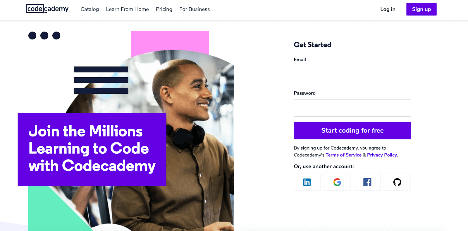 landing page for email collection template
