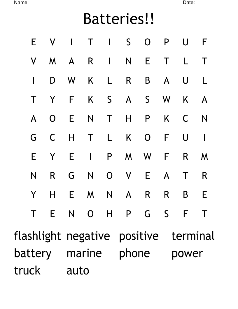 Lemon Battery Word Search WordMint