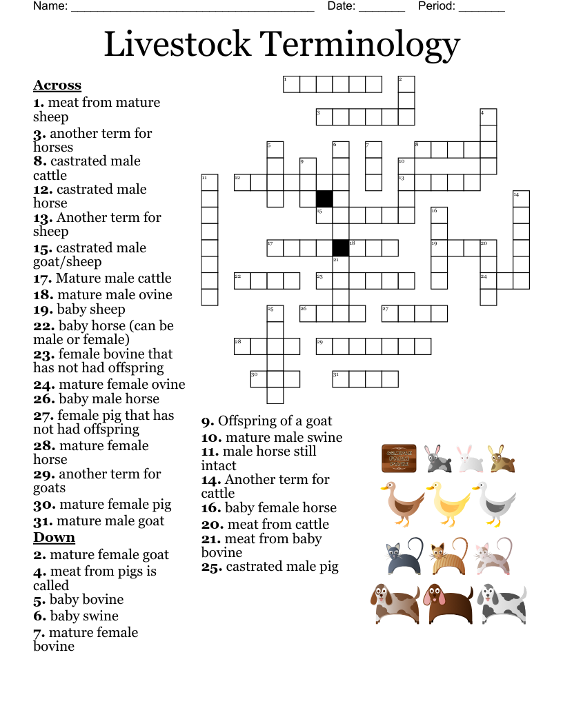 feed for livestock crossword