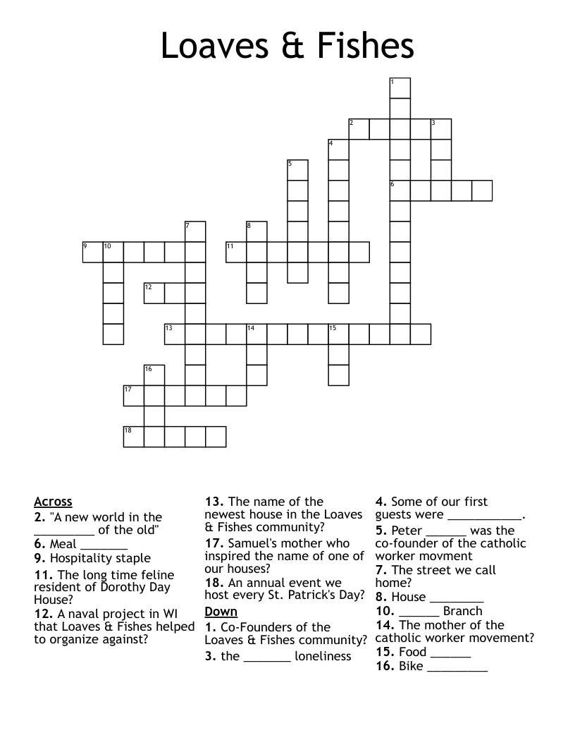 Loaves Fishes Crossword WordMint
