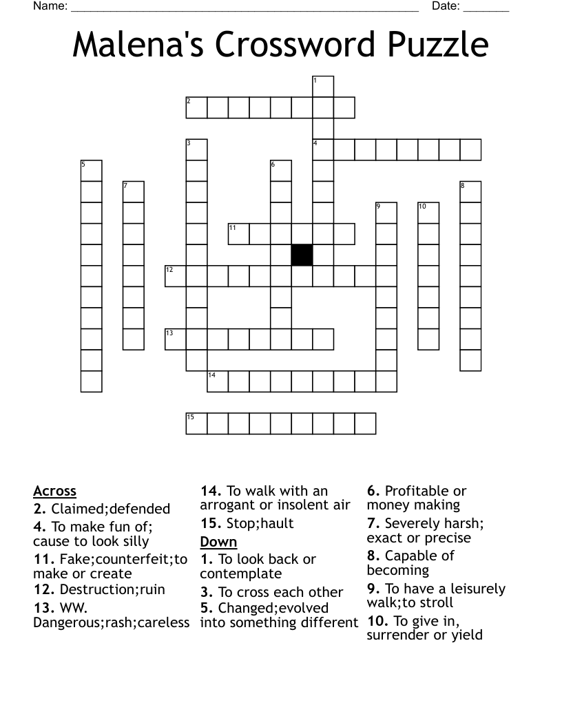 Malena s Crossword Puzzle WordMint