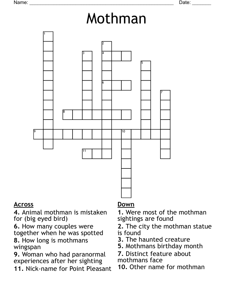 Mothman Crossword WordMint