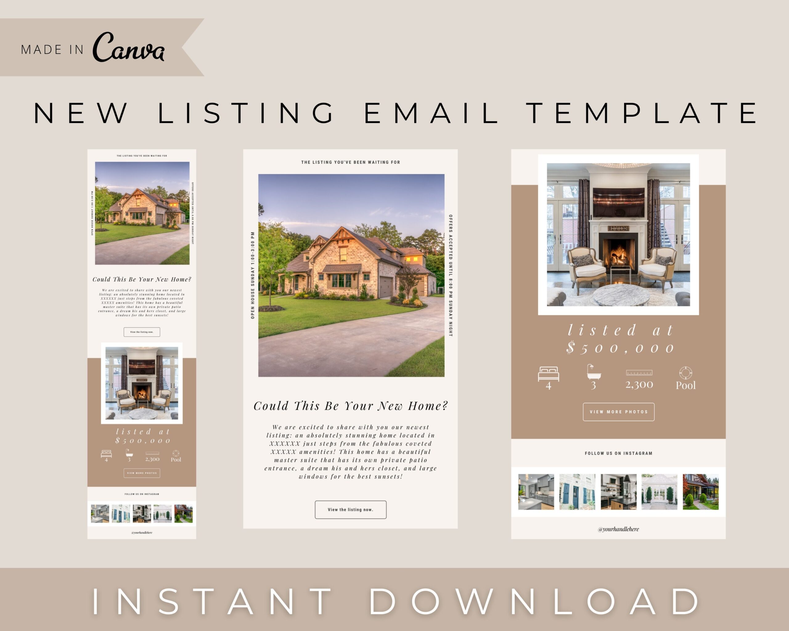 New Listing Email Template Real Estate Marketing Listing Presentation Real Estate Newsletter Email Real Estate Canva Email Marketing Etsy