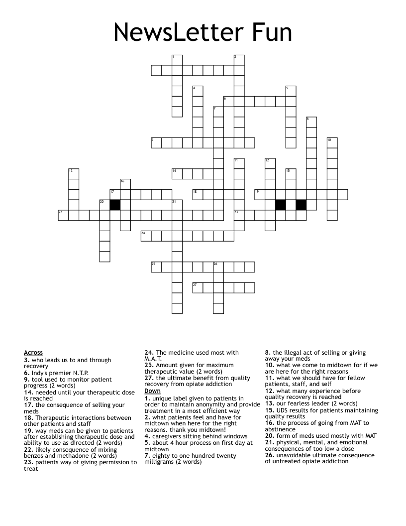 NewsLetter Fun Crossword WordMint