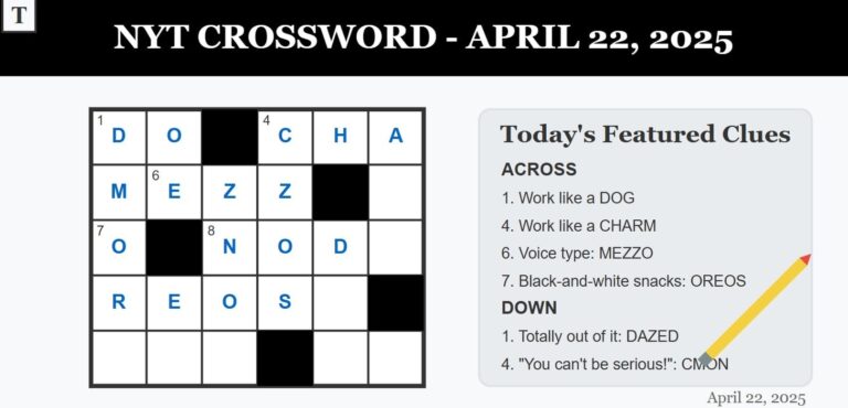 NYT Crossword Solutions April 22 2025 Work Like A DOG And More