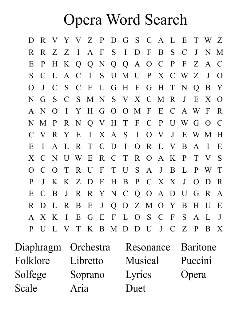 Opera Word Search WordMint