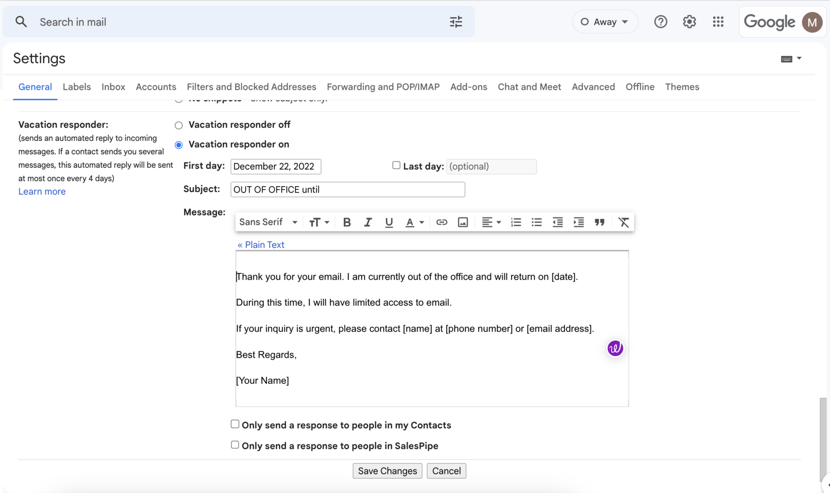 Out Of Office Email Templates Out Of Office Email Templates