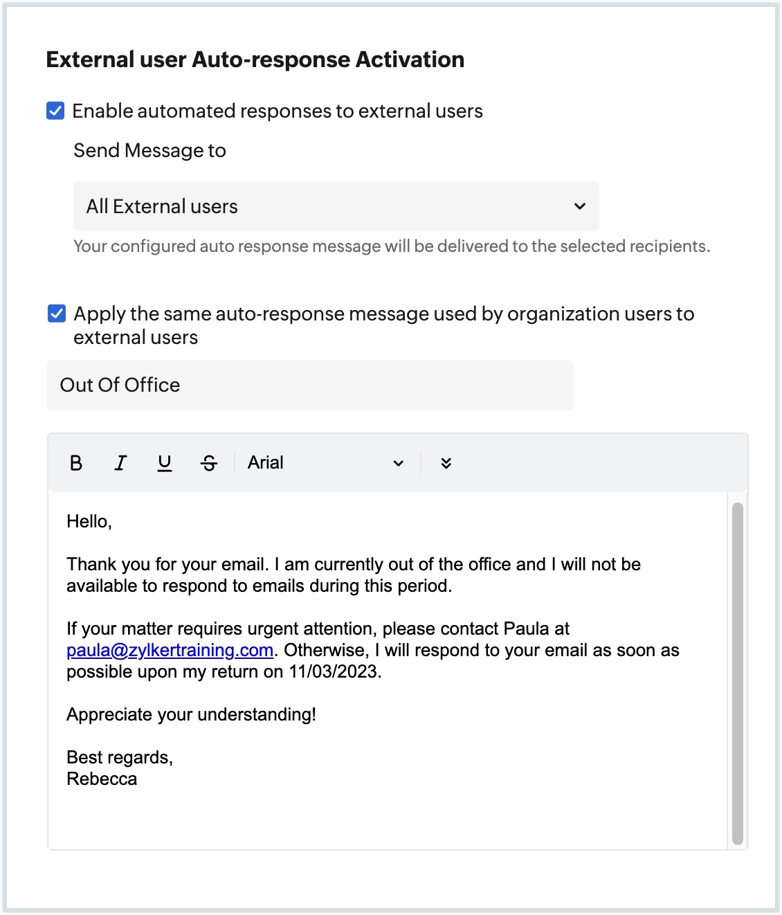 Out Of Office Message Configuration Zoho Mail Out Of Office Message Configuration Zoho Mail
