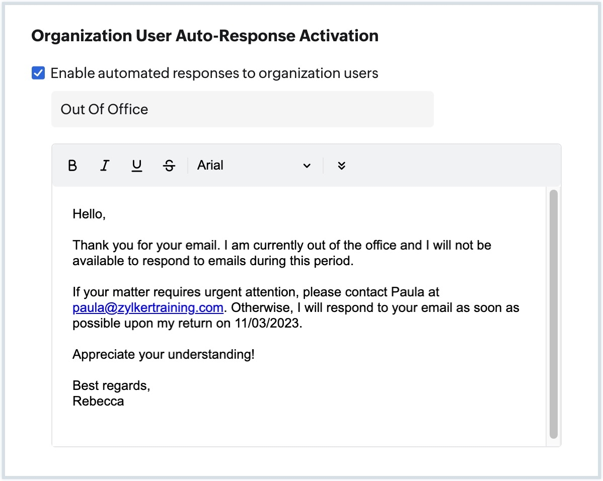 Out Of Office Message Configuration Zoho Mail Out Of Office Message Configuration Zoho Mail