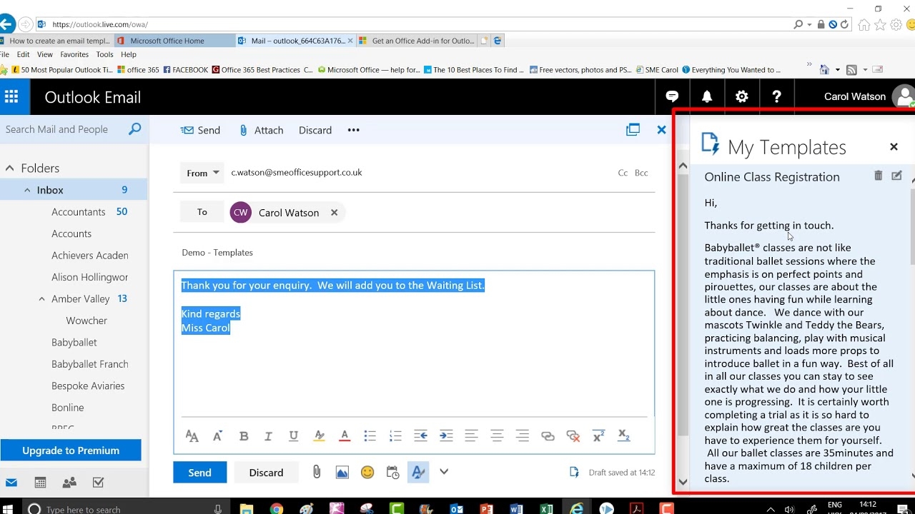 Outlook 365 My Templates Email YouTube