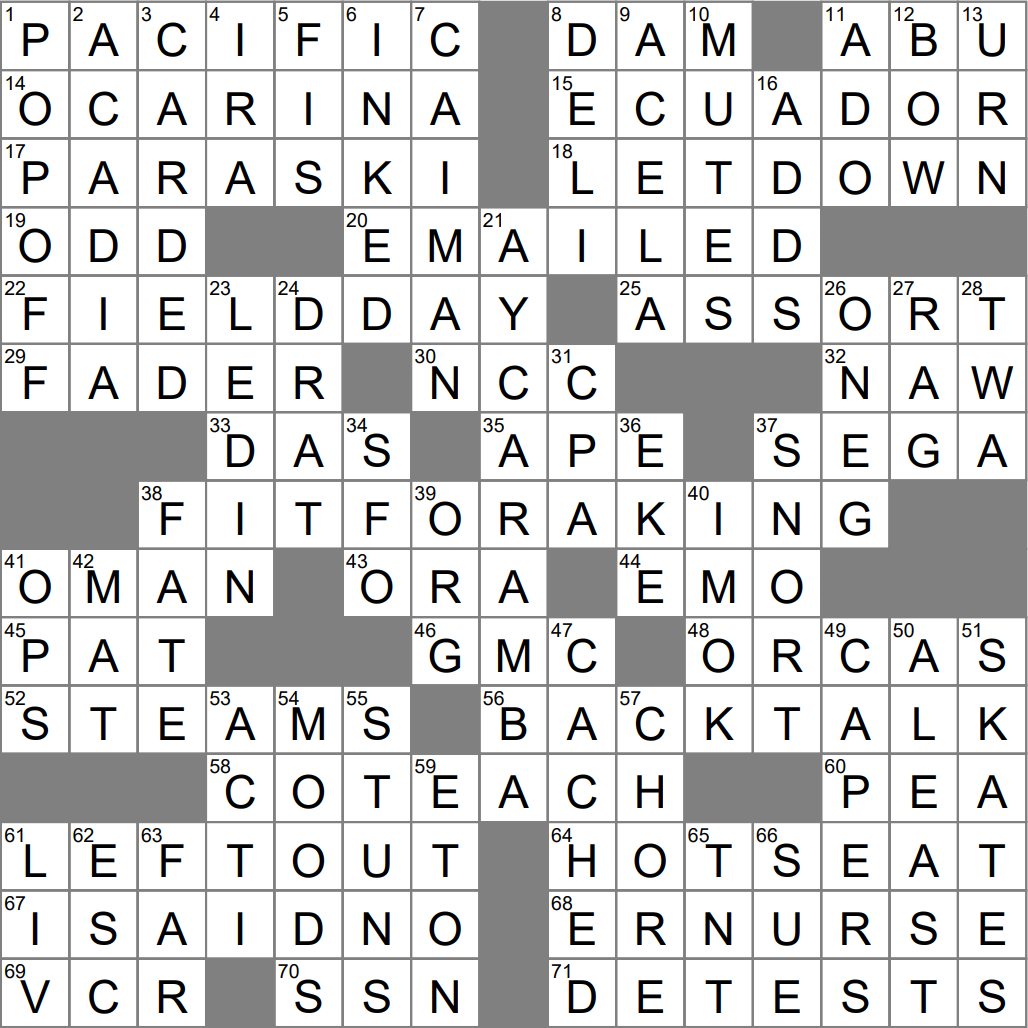 egg shaped crossword