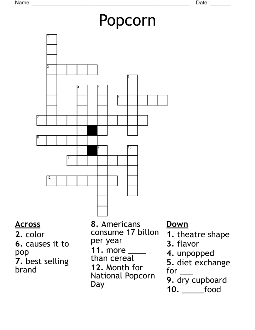 Popcorn Crossword WordMint