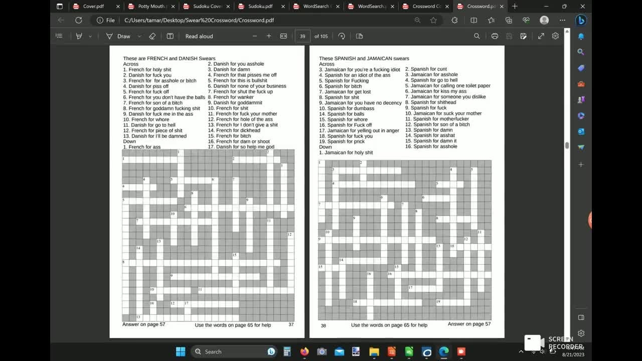 Printable PDF Of Cussing Crossword Puzzles With 1500 Unique Swears Activity Book For Adults With 50 Clues In Each Swear Crossword Puzzle Etsy