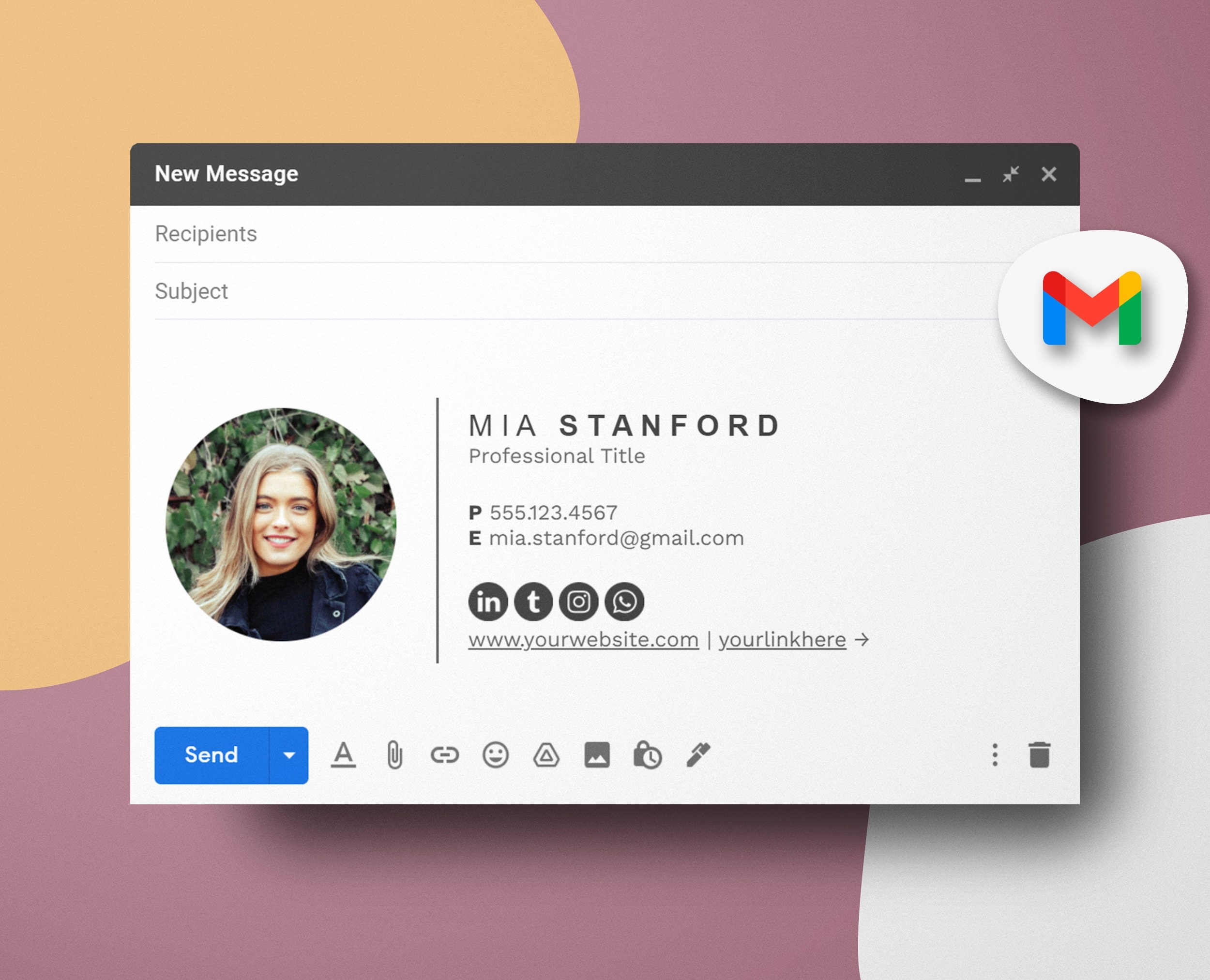 Professional Email Signature Template Clickable Gmail Design instant Download Etsy Professional Email Signature Template Clickable Gmail Design instant Download Etsy