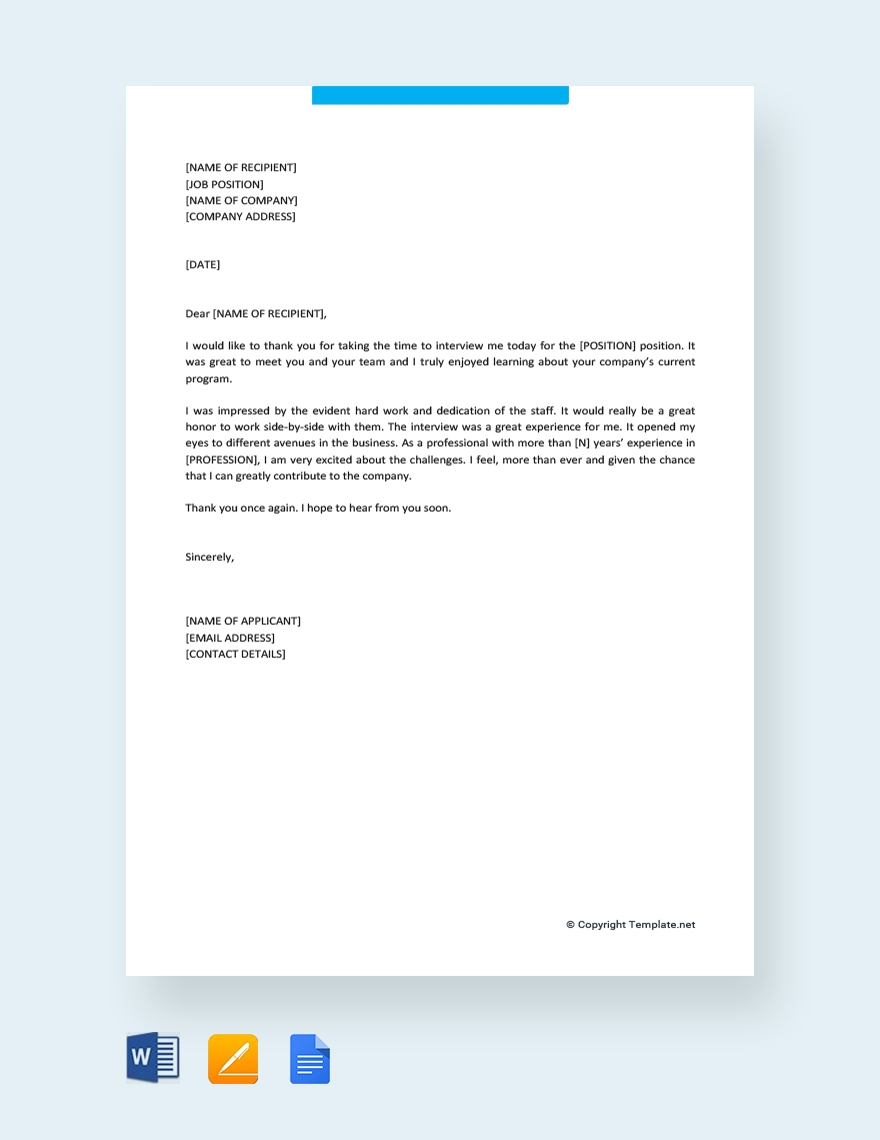 Professional Thank You Letter After Interview In Google Docs Pages Word PDF Download Template Professional Thank You Letter After Interview In Google Docs Pages Word PDF Download Template