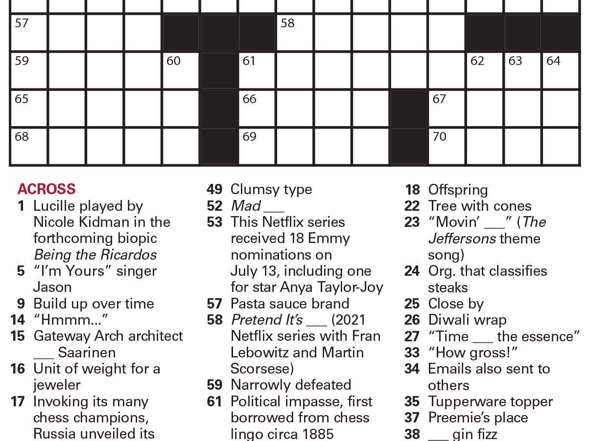 clumsy person crossword clue