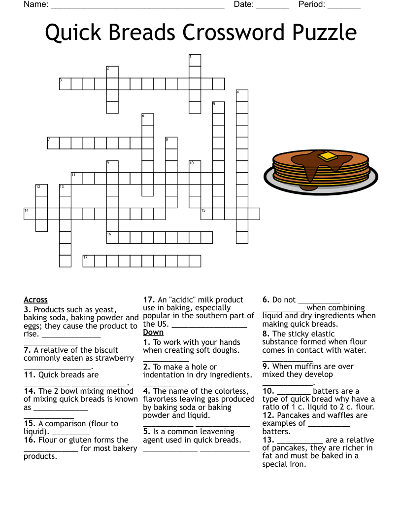 Quick Breads Crossword Puzzle WordMint Quick Breads Crossword Puzzle WordMint