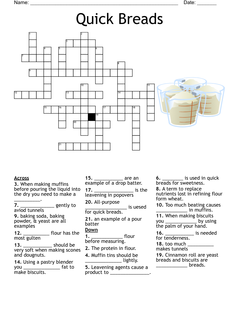 Quick Breads Crossword WordMint