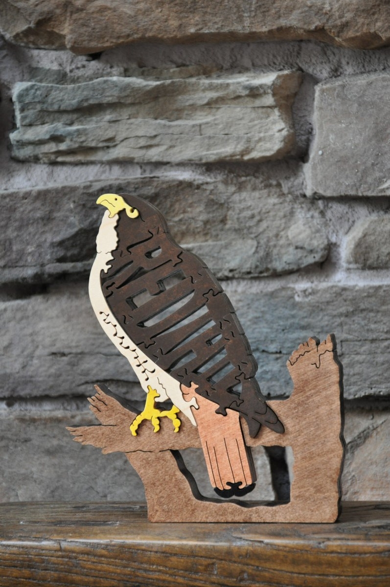 Redtail Red Tail Hawk Bird Of Prey Amish Made Wood Toy Puzzle Animal USA EBay