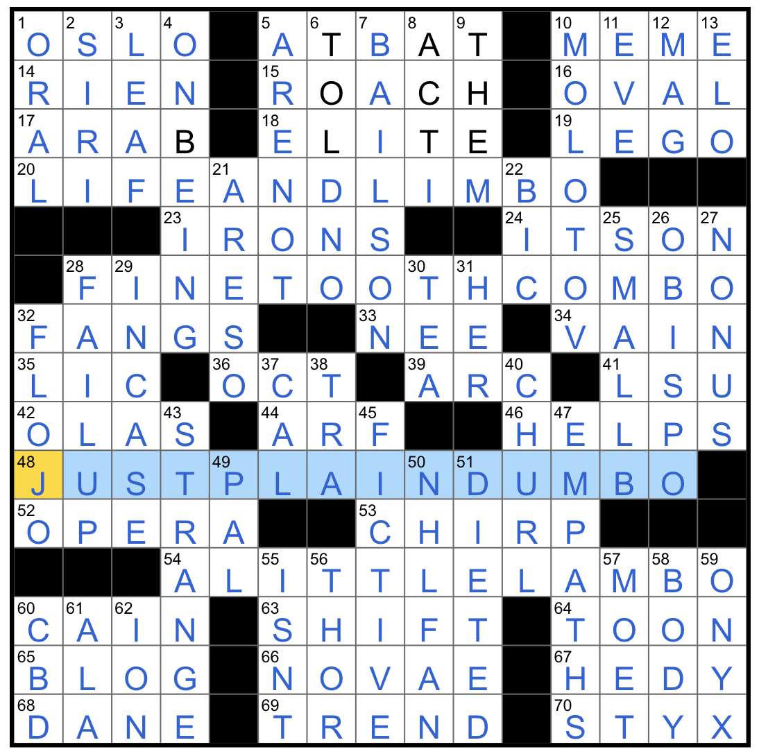 Rex Parker Does The NYT Crossword Puzzle A Lot Dracula s Expression Of Gratitude WED 10 5 22 Ancestor Of A Termite Surprisingly Silent Prez