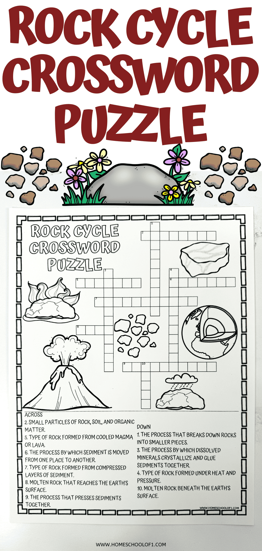 Rock Cycle Crossword Puzzle Free Printable 