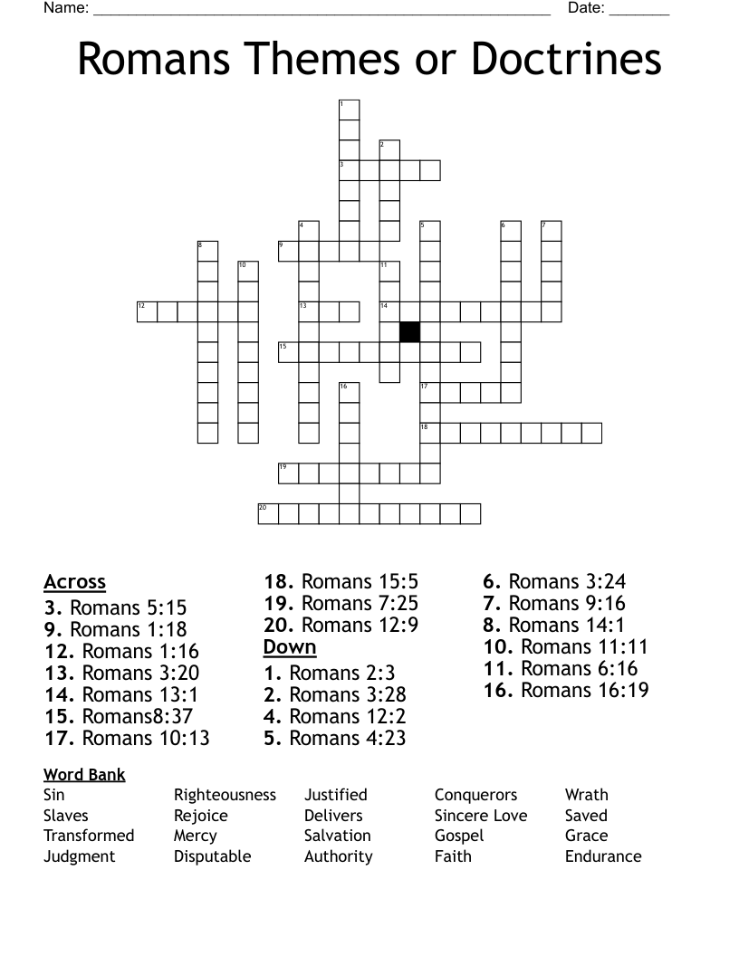 Romans Themes Or Doctrines Crossword WordMint