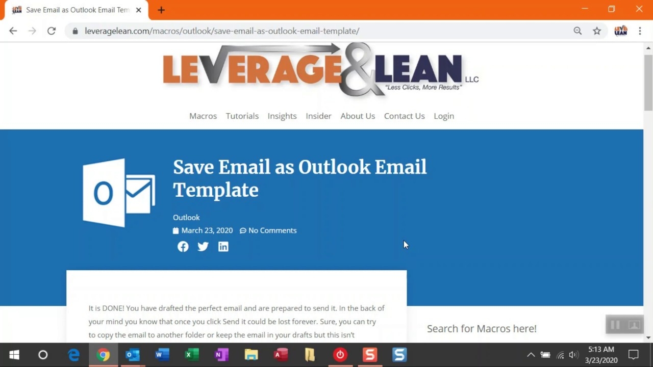 Save Email As Outlook Email Template Macro Instructions YouTube Save Email As Outlook Email Template Macro Instructions YouTube