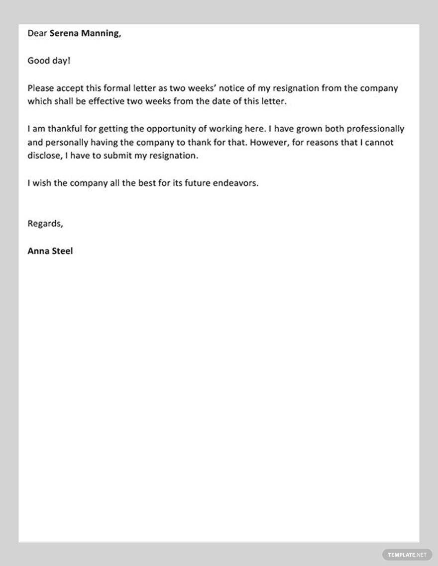 2 week notice email template 2 week notice email template