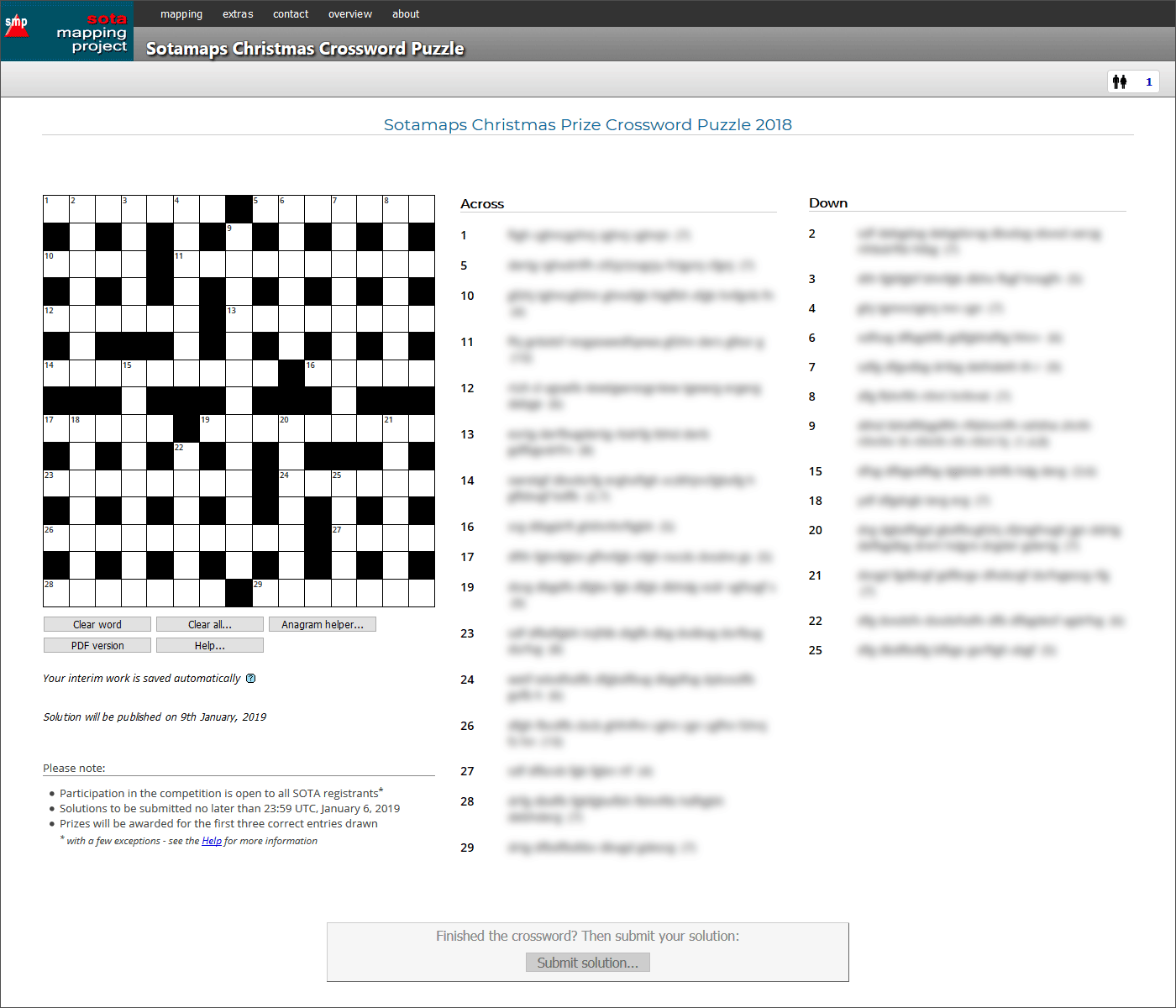 SMP Xmas Crossword Puzzle Notices SOTA Reflector