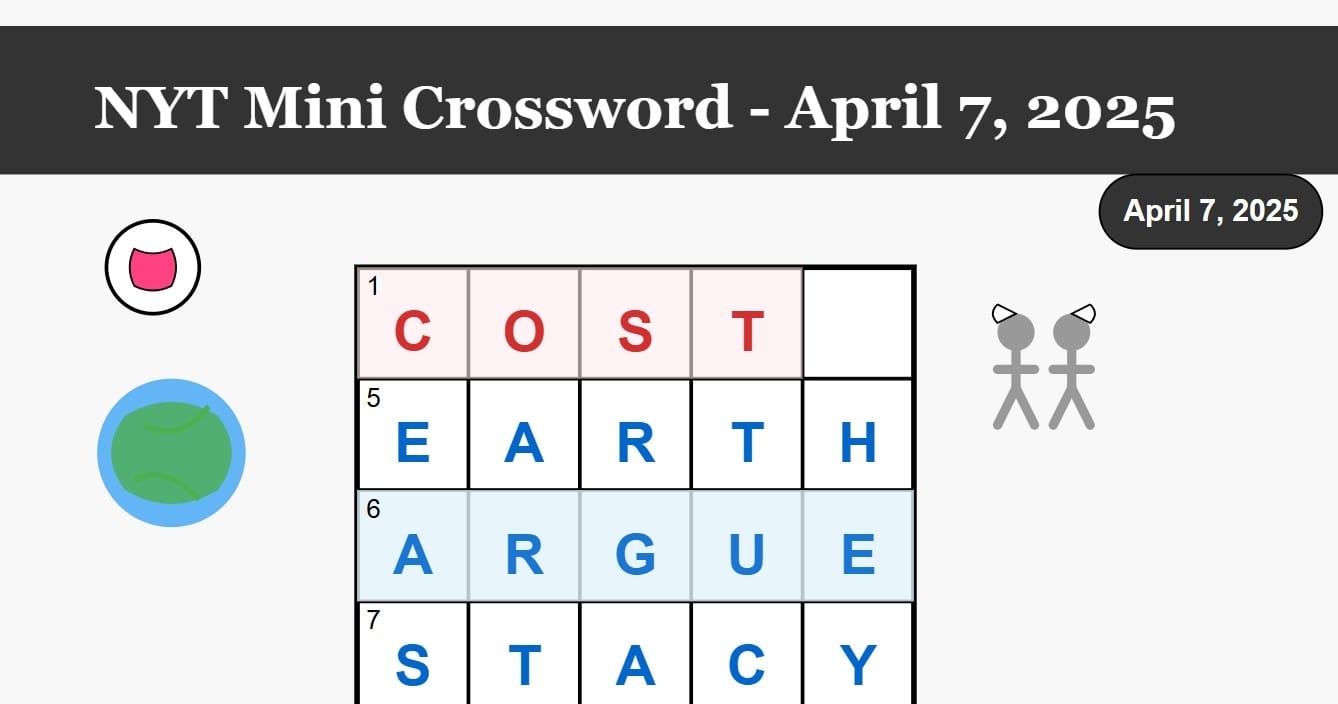 Spider Verse Meets Earth NYT Mini Crossword Solutions April 7 2025