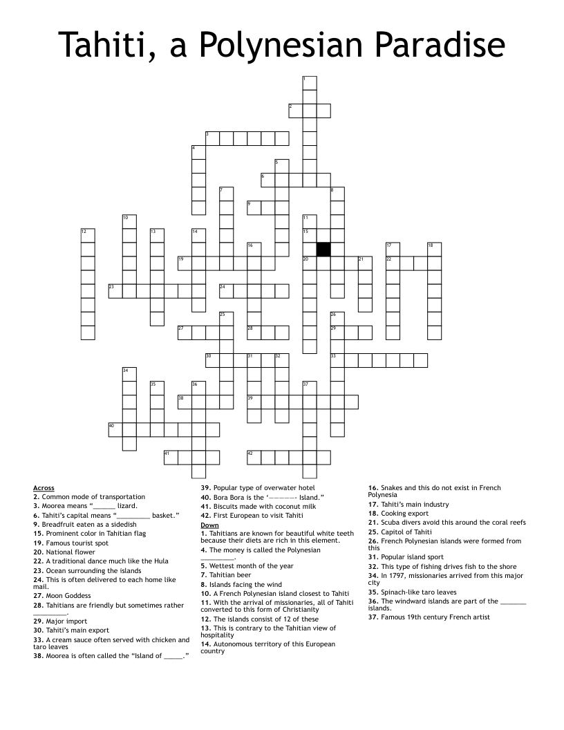 coral island crossword clue