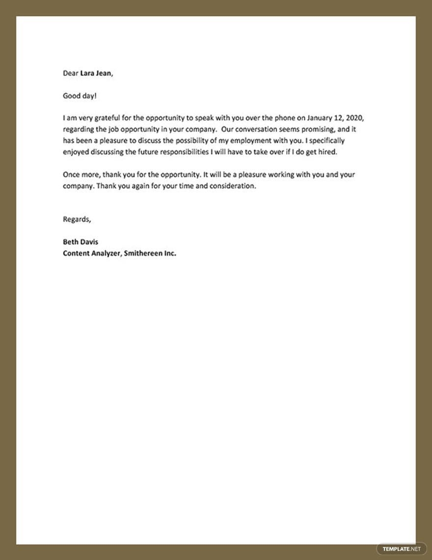Thank You Letter After Phone Interview Template In Word Google Docs PDF Download Template Thank You Letter After Phone Interview Template In Word Google Docs PDF Download Template