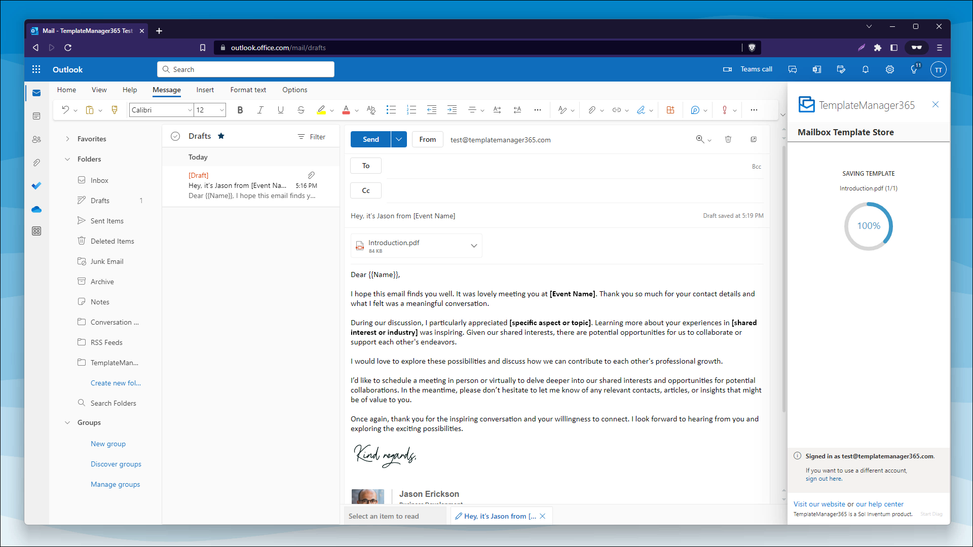 outlook save template email