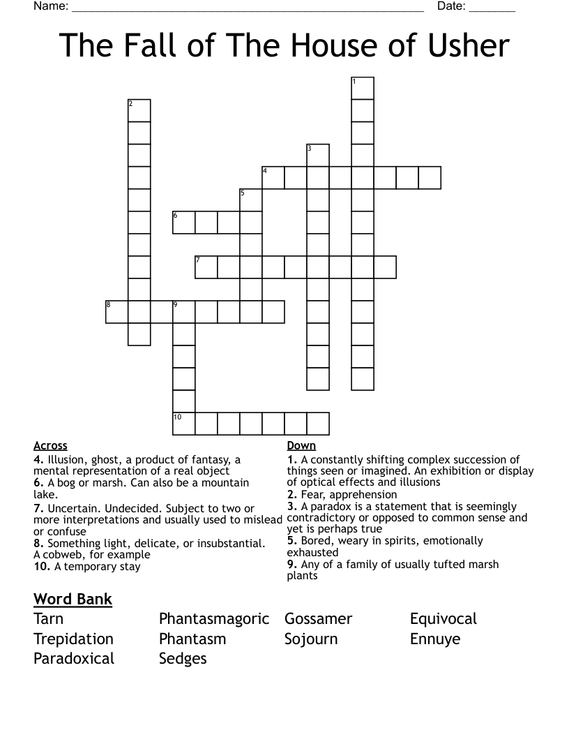 The Fall Of The House Of Usher Crossword WordMint