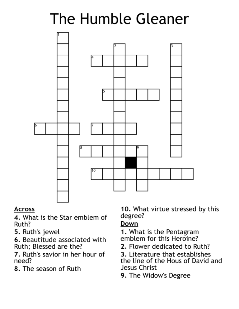 The Humble Gleaner Crossword WordMint