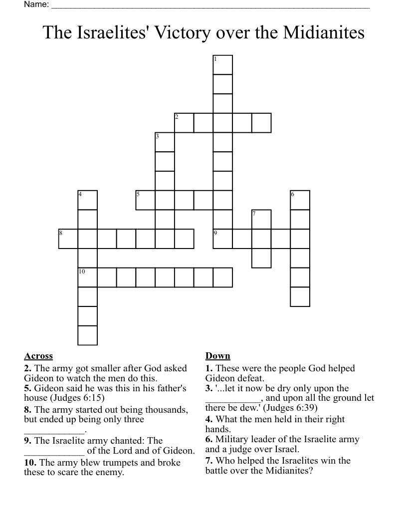 The Israelites Victory Over The Midianites Crossword WordMint