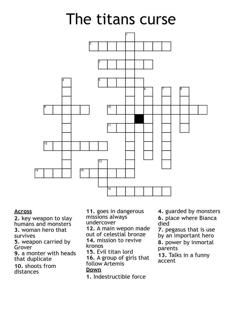 The Titans Curse Crossword WordMint