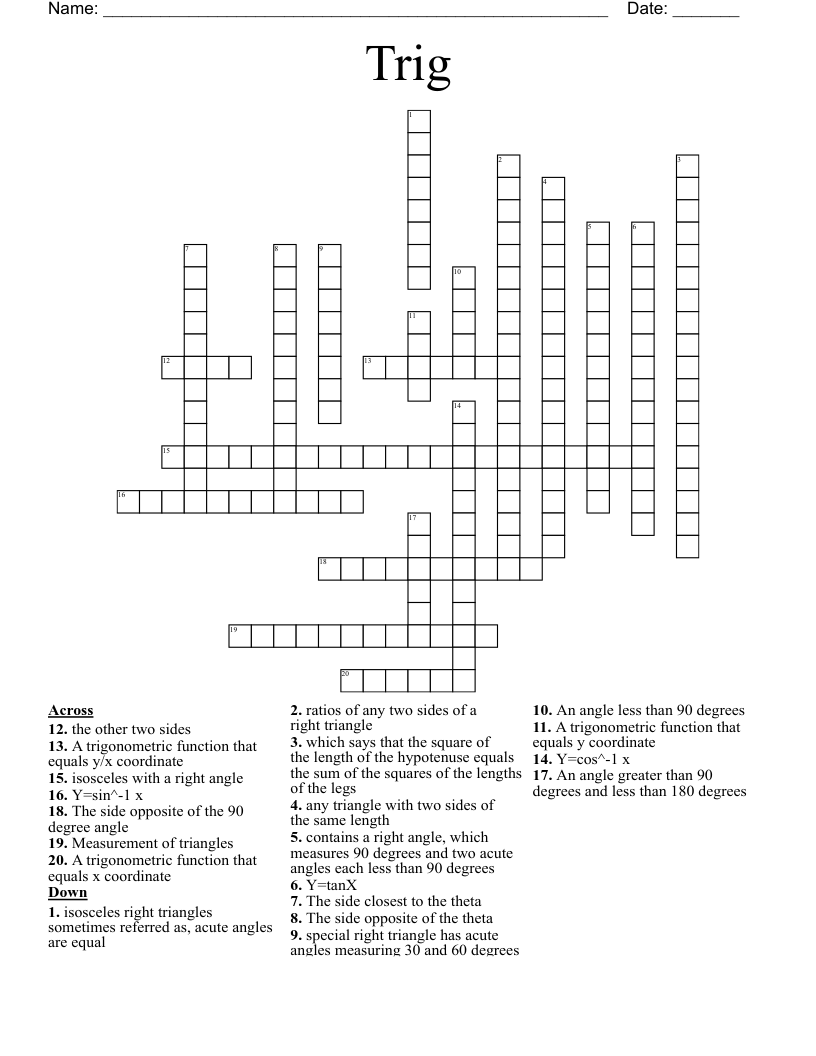 Trig Crossword WordMint