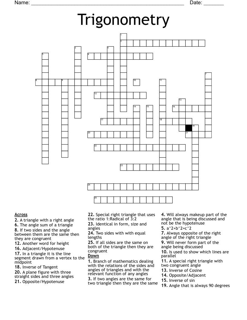Trigonometry Crossword WordMint Trigonometry Crossword WordMint