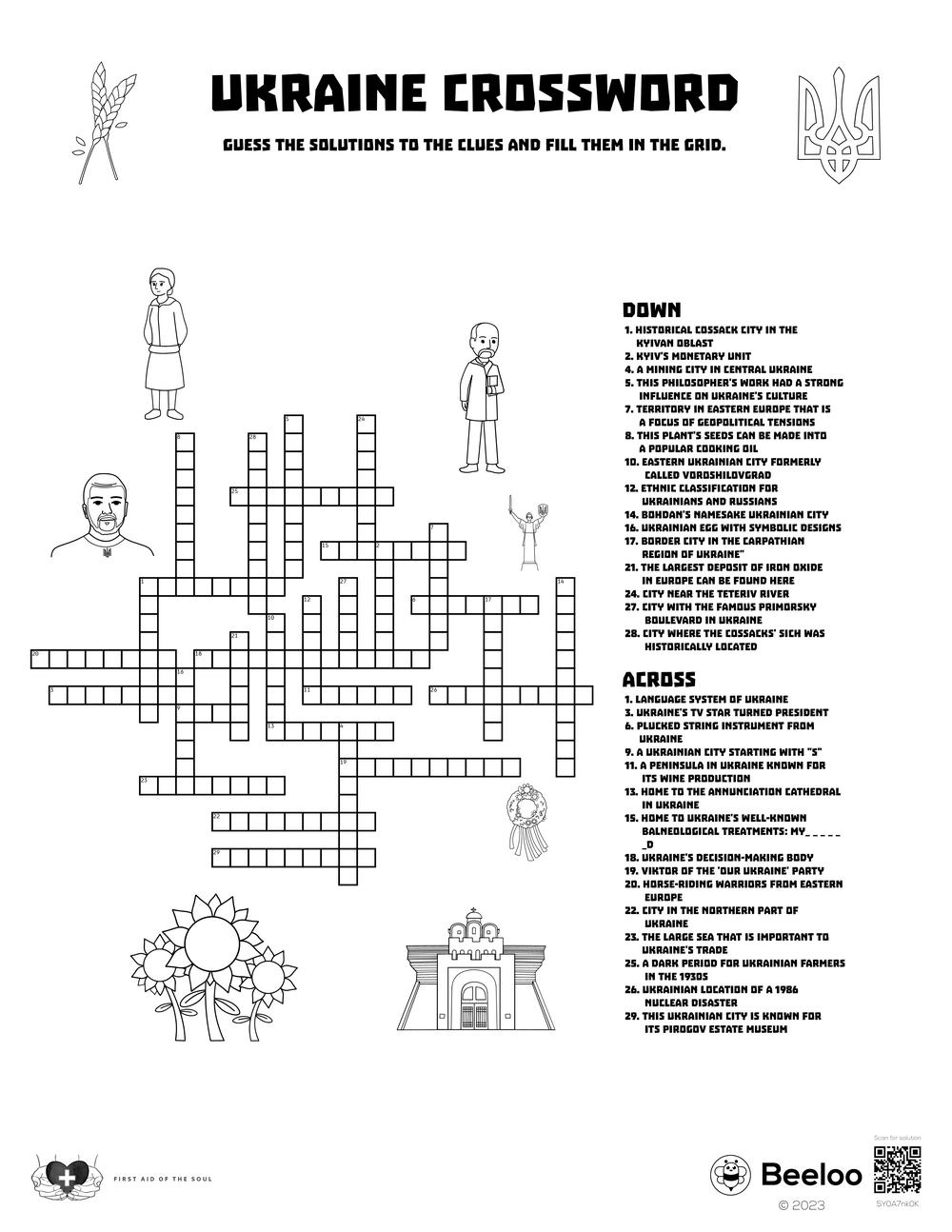 Ukraine Crossword Beeloo Printable Crafts And Activities For Kids