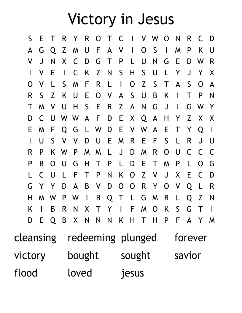 Victory In Jesus Word Search WordMint