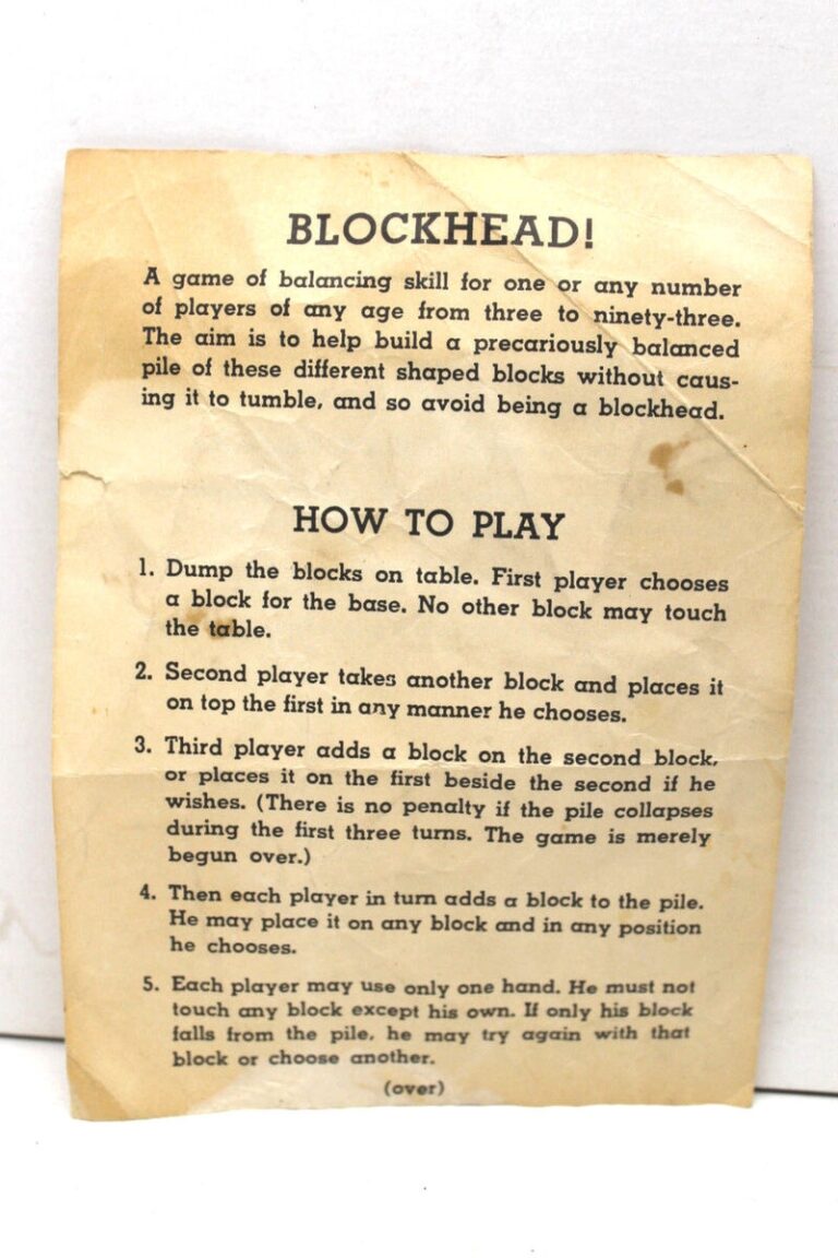 Vintage Blockhead Family Balancing Skill Game Lexicon Card Parcheesi Checkers EBay