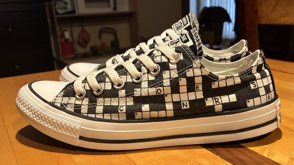 Vintage Converse Chuck Taylor Low Top Crossword Puzzle Sneaker In B W EBay