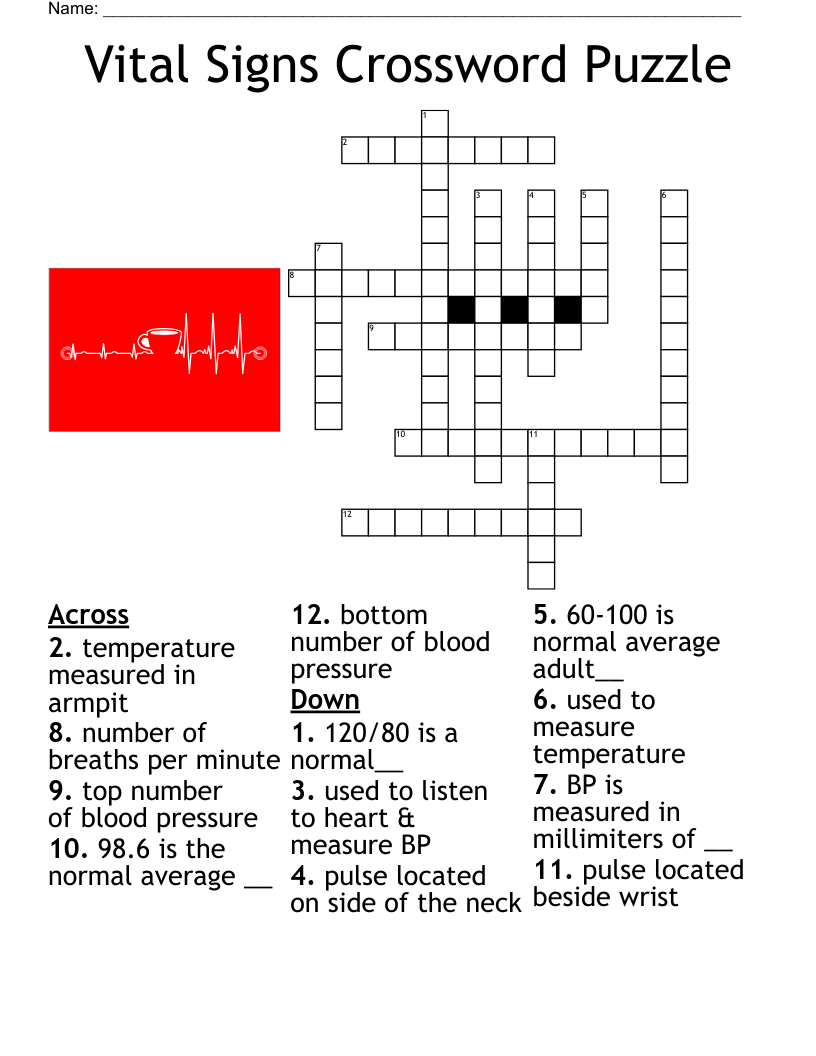 Vital Signs Crossword Puzzle WordMint Vital Signs Crossword Puzzle WordMint