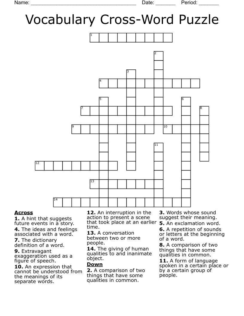 Vocabulary Cross Word Puzzle Crossword WordMint